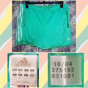 Adidas brand Ladies Mint Green & White Soft Mesh Knit Shorts Sz XL